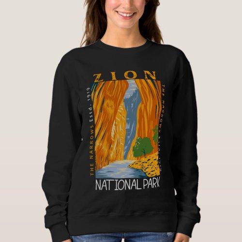 Zion National Park Utah The Narrows Distressed Sweatshirt