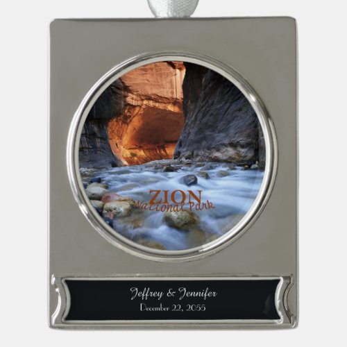 Zion National Park Utah The Narrows Silver Plated Banner Ornament
