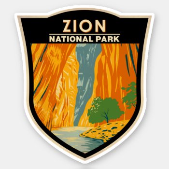 Zion National Park Utah The Narrows Vintage Sticker by Kris_and_Friends at Zazzle