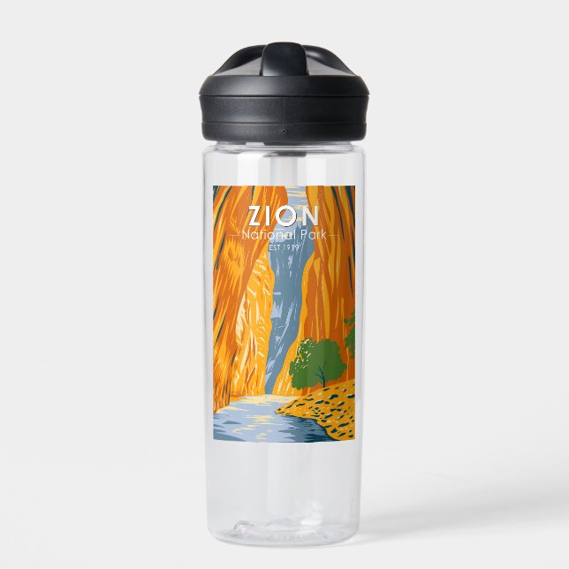 Zion National Park Utah The Narrows Vintage Water Bottle (Front)