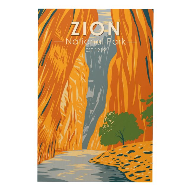 Zion National Park Utah The Narrows Vintage  Wood Wall Art (Front)