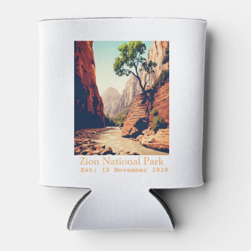 Zion National Park Utah The Narrows watercolor Can Cooler