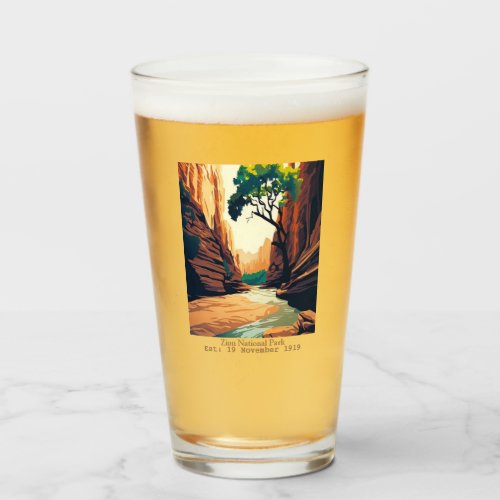Zion National Park Utah The Narrows watercolor Glass