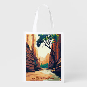 Zion National Park Utah The Narrows watercolor Grocery Bag
