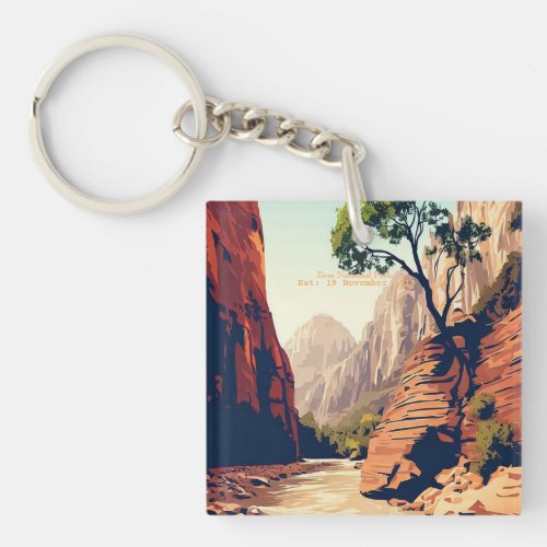 Zion National Park Utah The Narrows watercolor Keychain