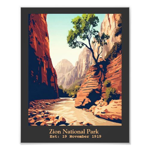 Zion National Park Utah The Narrows watercolor Photo Print