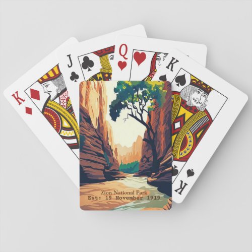 Zion National Park Utah The Narrows watercolor Pla Playing Cards