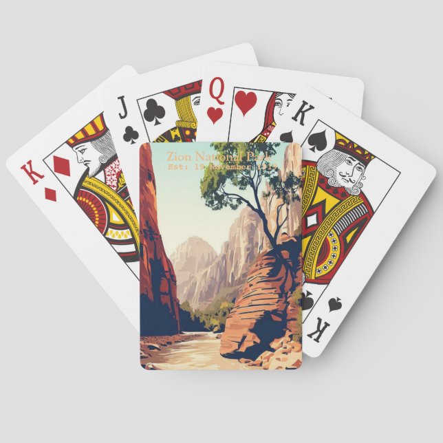 Zion National Park Utah The Narrows watercolor Poker Cards (Back)