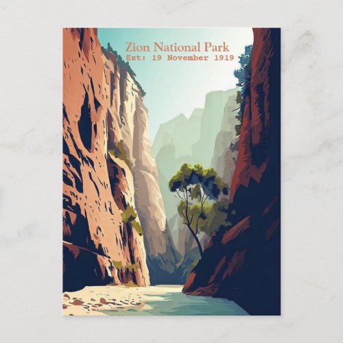 Zion National Park Utah The Narrows watercolor Postcard