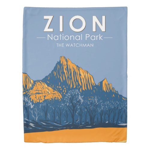 Zion National Park Utah The Watchman Vintage Duvet Cover