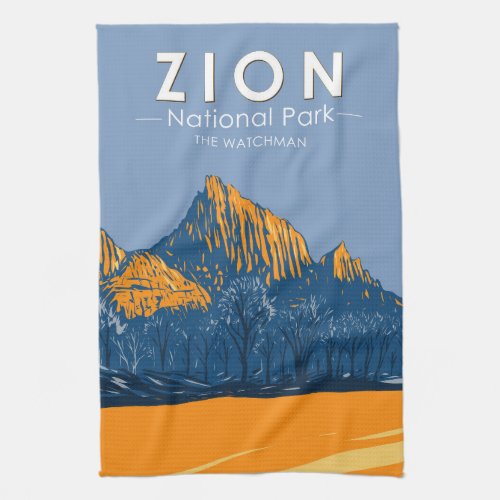 Zion National Park Utah The Watchman Vintage Kitchen Towel