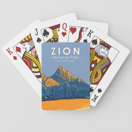 Zion National Park Utah The Watchman Vintage Playing Cards