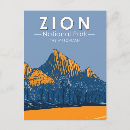 Zion National Park Utah The Watchman Vintage Postcard