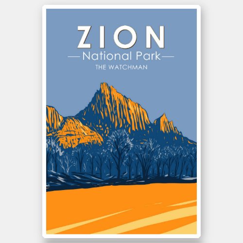Zion National Park Utah The Watchman Vintage Sticker