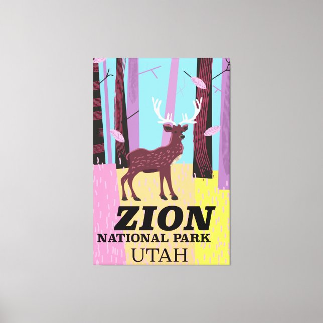 Zion national park Utah travel poster. Canvas Print (Front)