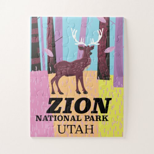 Zion national park Utah travel poster Jigsaw Puzzle