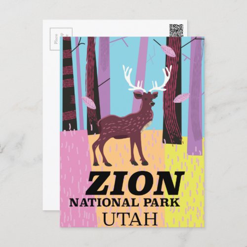 Zion national park Utah travel poster Postcard