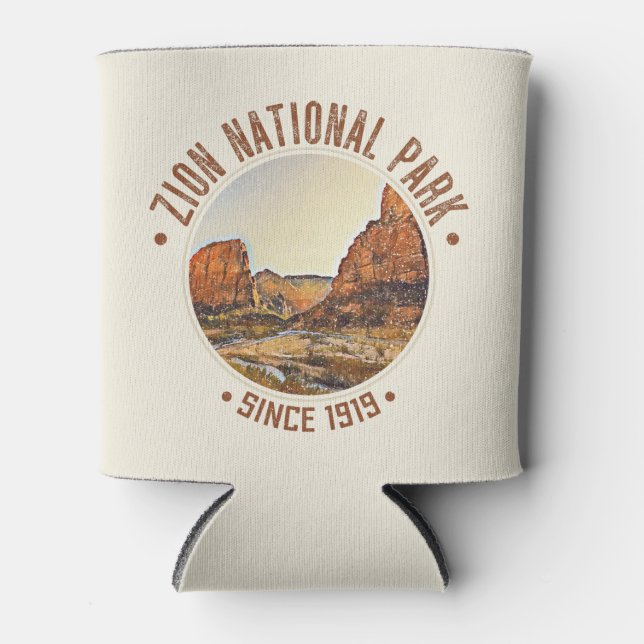 Zion National Park Utah USA Outdoors Distressed Can Cooler (Front)