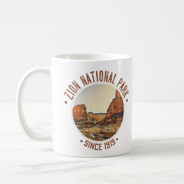 Zion National Park Utah USA Outdoors Distressed Coffee Mug (Left)