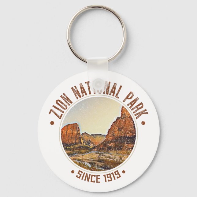 Zion National Park Utah USA Outdoors Distressed Keychain (Front)