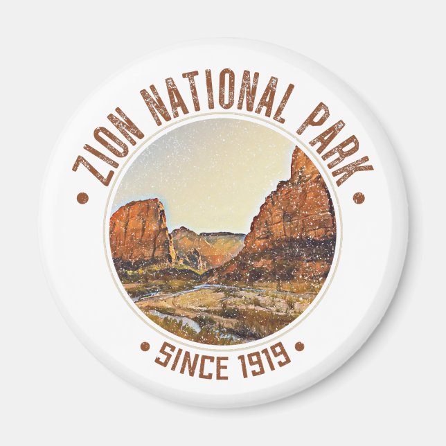 Zion National Park Utah USA Outdoors Distressed  Magnet (Front)