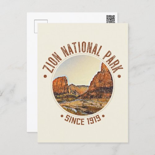 Zion National Park Utah USA Outdoors Distressed Postcard