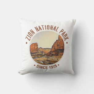Zion National Park Utah USA Outdoors Distressed Throw Pillow