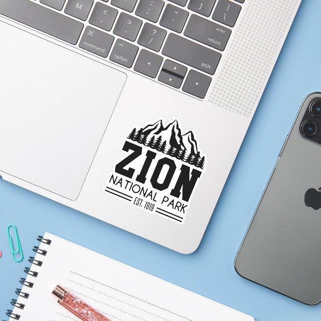 Zion National Park Utah USA Outdoors Hiking Sticker (Laptop w/ iPhone)