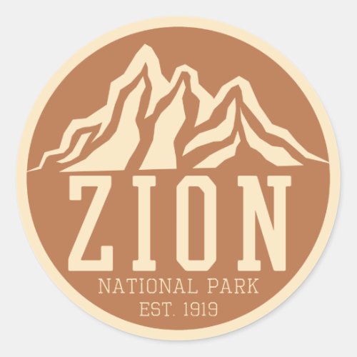 Zion National Park Utah USA Outdoors Retro Classic Round Sticker