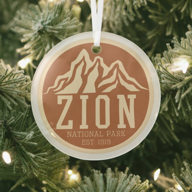 Zion National Park Utah USA Outdoors Retro Glass Ornament (Insitu)