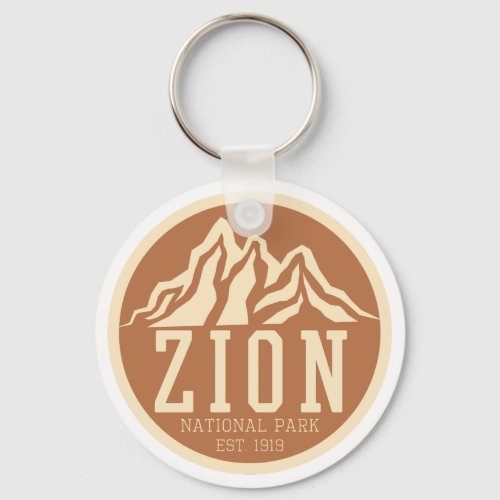 Zion National Park Utah USA Outdoors Retro Keychain