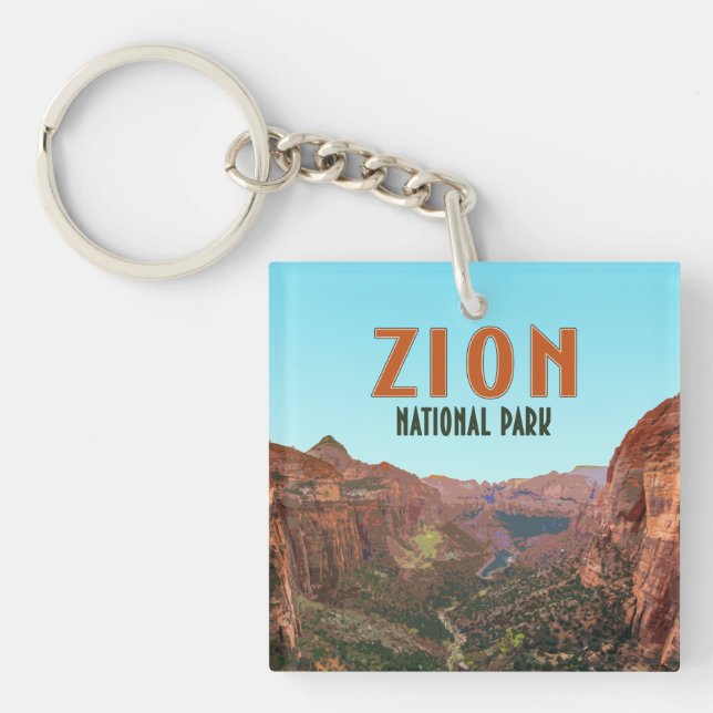 Zion National Park Utah Vintage Keychain (Front)