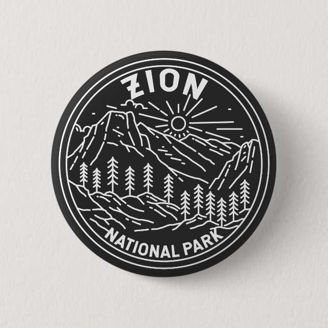 Zion National Park Utah Vintage Monoline  Button (Front)