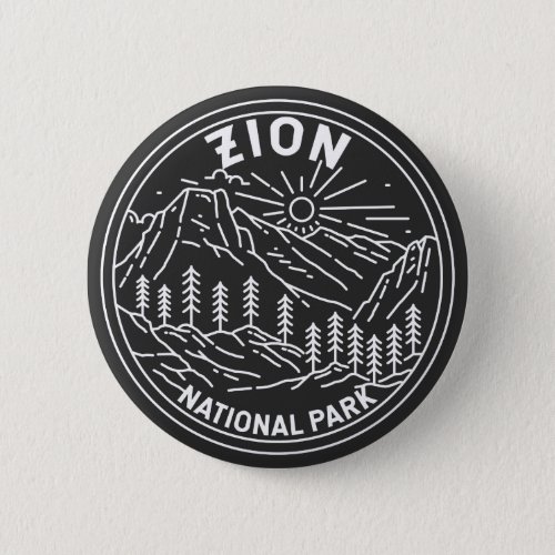 Zion National Park Utah Vintage Monoline  Button