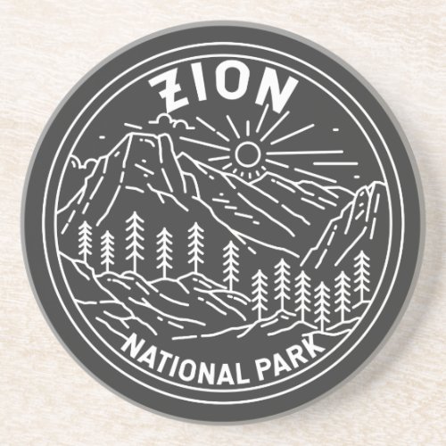 Zion National Park Utah Vintage Monoline   Coaster