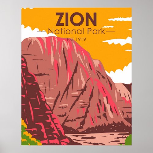 Zion National Park Utah Vintage Poster