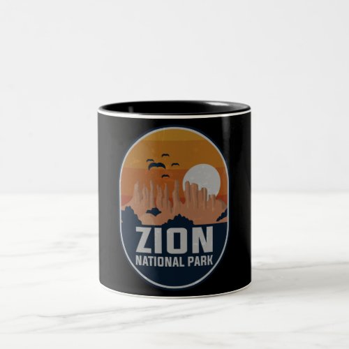 Zion National Park Utah Vintage Retro Zion Canyon Two_Tone Coffee Mug