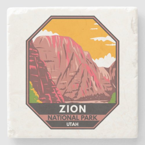 Zion National Park Utah Vintage   Stone Coaster