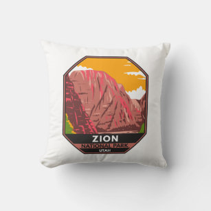 Zion National Park Utah Vintage  Throw Pillow