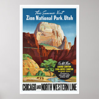 Zion National Park,Utah - Vintage Travel Poster