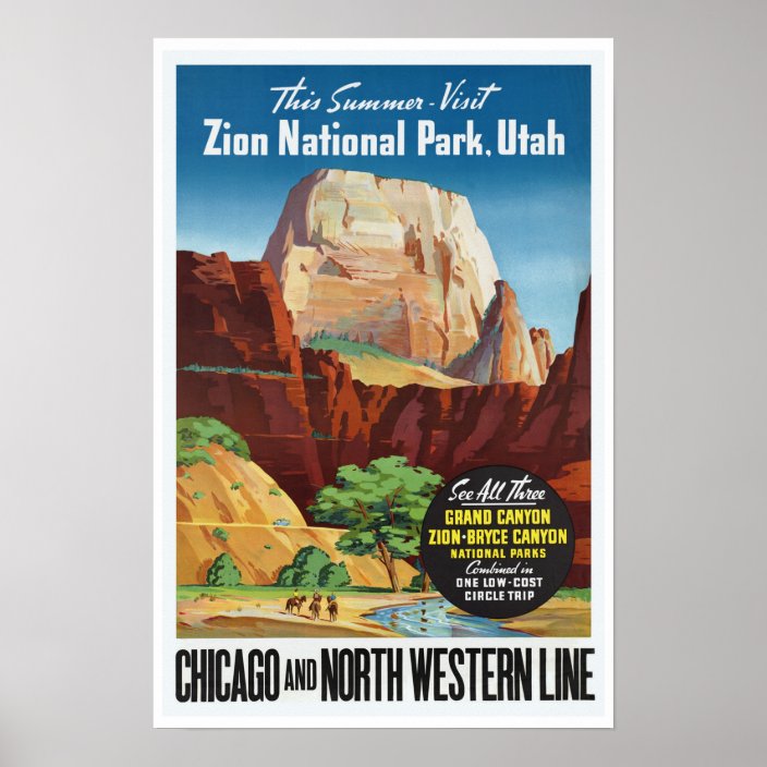 Zion National Park Utah Vintage Travel Poster Zazzle Com