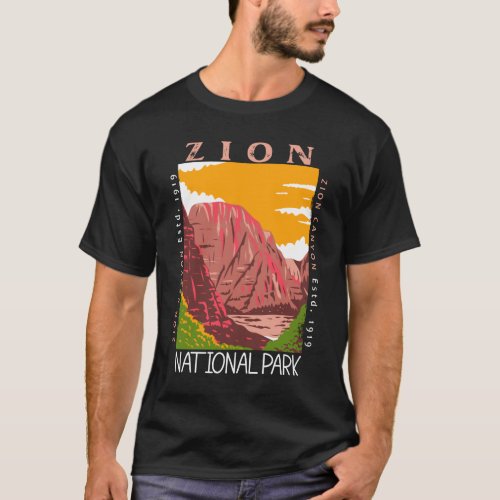 Zion National Park Utah Zion Canyon Distressed T_Shirt