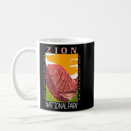 Zion National Park Utah Zion Canyon Distressed Vin Coffee Mug