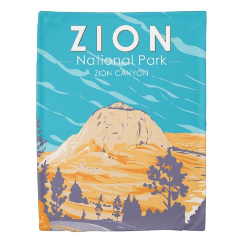 Zion National Park Utah Zion Canyon Road Vintage Duvet Cover