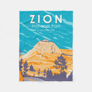 Zion National Park Utah Zion Canyon Road Vintage Fleece Blanket