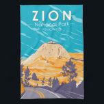 Zion National Park Utah Zion Canyon Road Vintage Kitchen Towel<br><div class="desc">Zion vector artwork design. The park is a southwest Utah nature preserve distinguished by Zion Canyon’s steep red cliffs.</div>