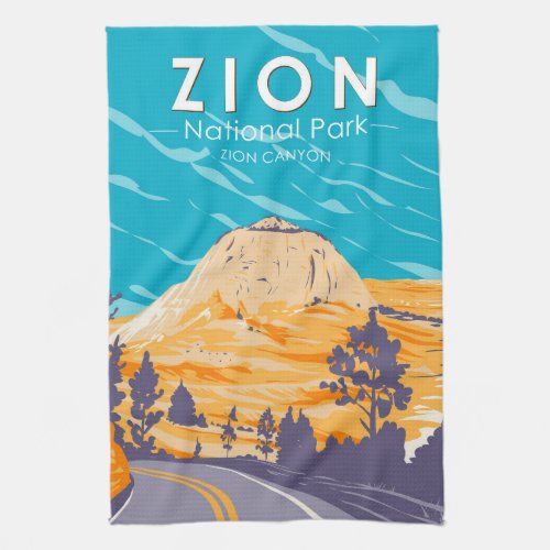 Zion National Park Utah Zion Canyon Road Vintage Kitchen Towel
