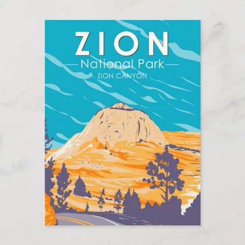 Zion National Park Utah Zion Canyon Road Vintage Postcard