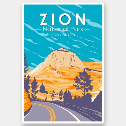 Zion National Park Utah Zion Canyon Road Vintage Sticker