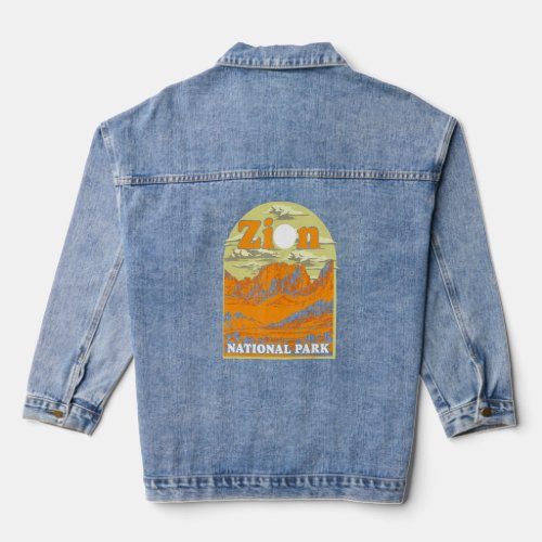 Zion National Park Vintage Artwork Artistic Souven Denim Jacket